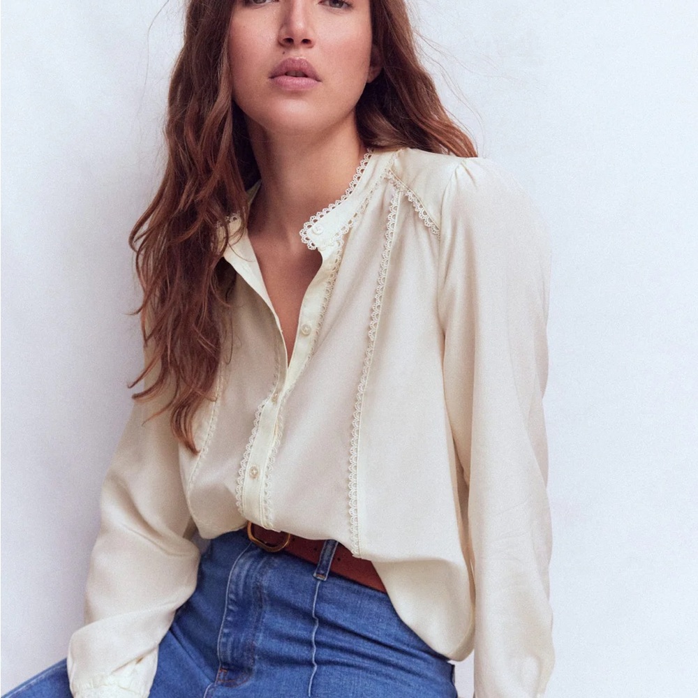 Boden Rhea Trim Detail Silk Top 20/22 NWT